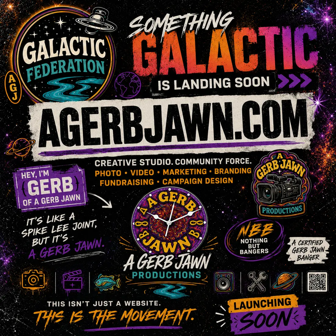 A Gerb Jawn cosmic launch poster