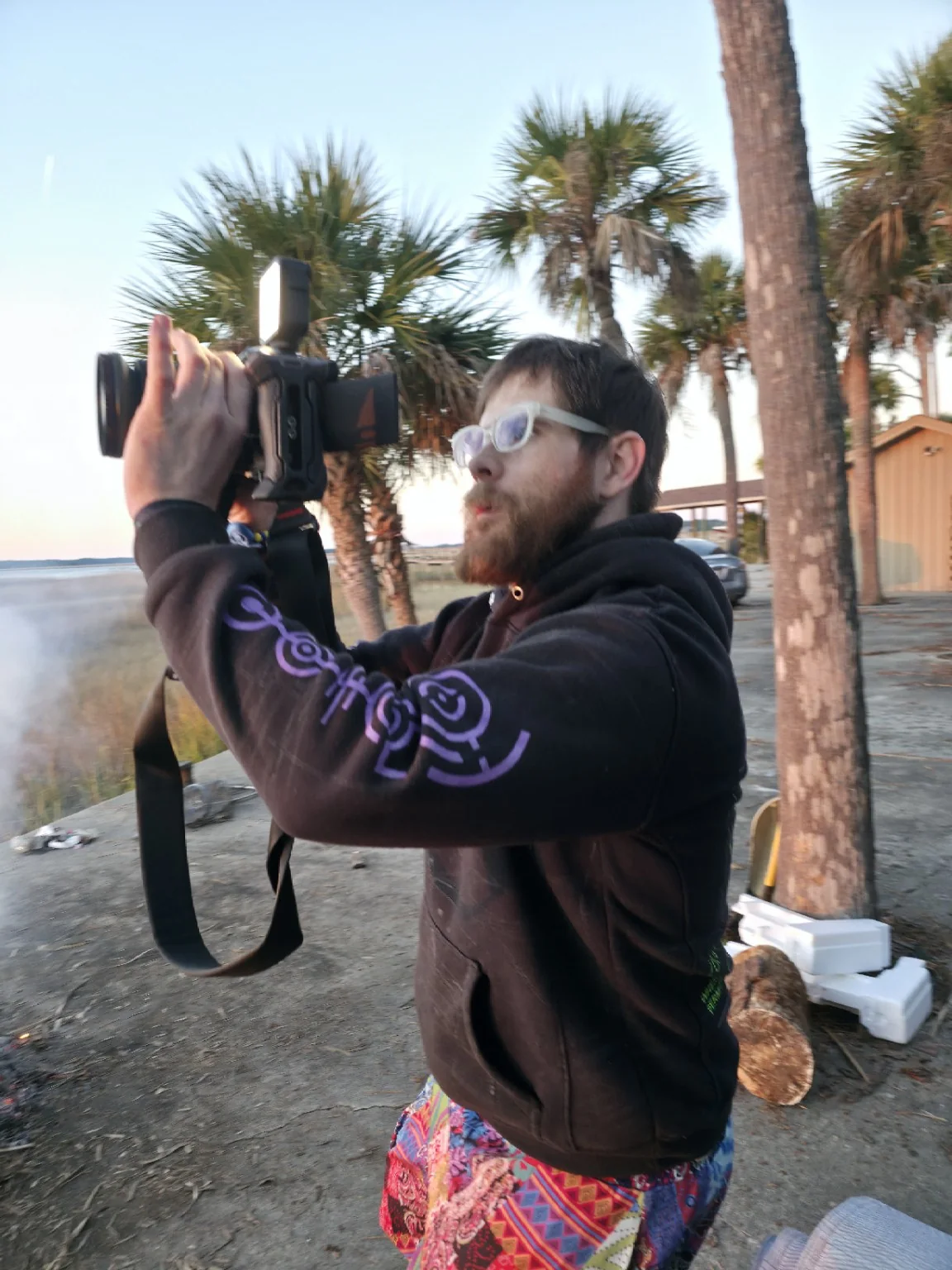 Behind the scenes shooting video by water